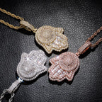 Hand Pendant Necklace With Tennis Chain Cuban chain Gold Silver Color Iced Out Hip Hop Rock Jewelry nowadaysfashion