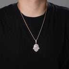 Hand Pendant Necklace With Tennis Chain Cuban chain Gold Silver Color Iced Out Hip Hop Rock Jewelry nowadaysfashion