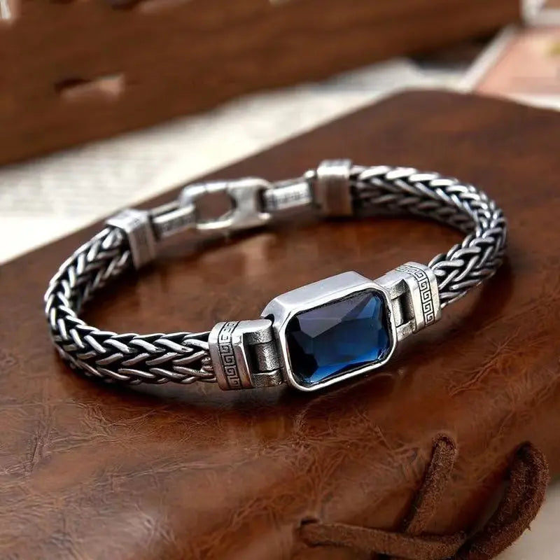 Hand-woven aquamarine silver bracelet nowadaysfashion
