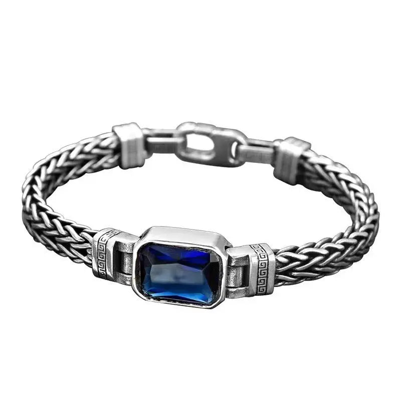 Hand-woven aquamarine silver bracelet - Blade & Thread