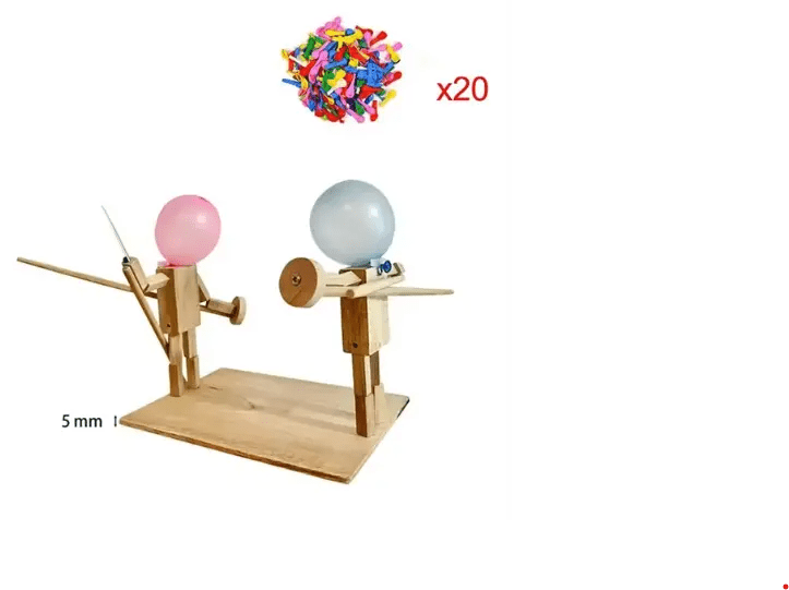 Handmade Balloon Heads Wooden Fighter Puppets - Blade & Thread