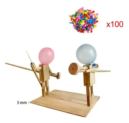 Handmade Balloon Heads Wooden Fighter Puppets - Blade & Thread
