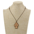 Handmade Rope Chain Necklace Wood Orthodox Cross Pendant Necklace nowadaysfashion