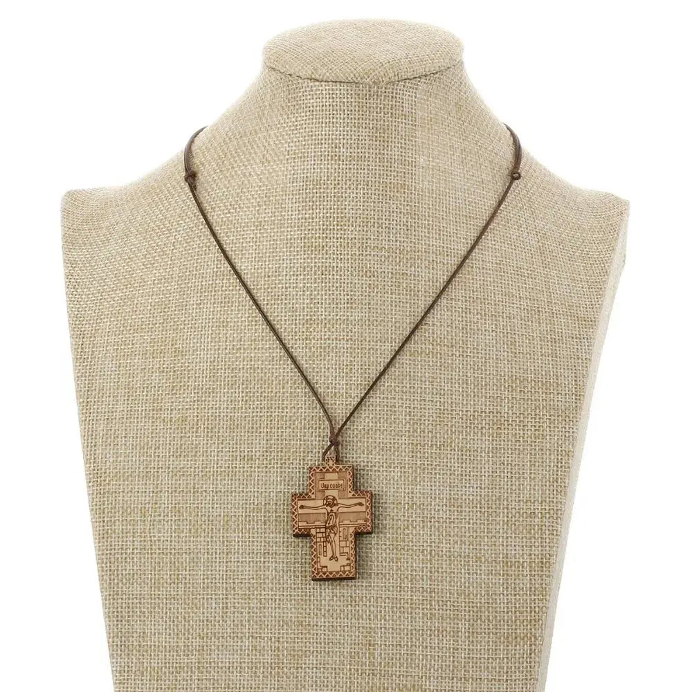 Handmade Rope Chain Necklace Wood Orthodox Cross Pendant Necklace - Blade & Thread