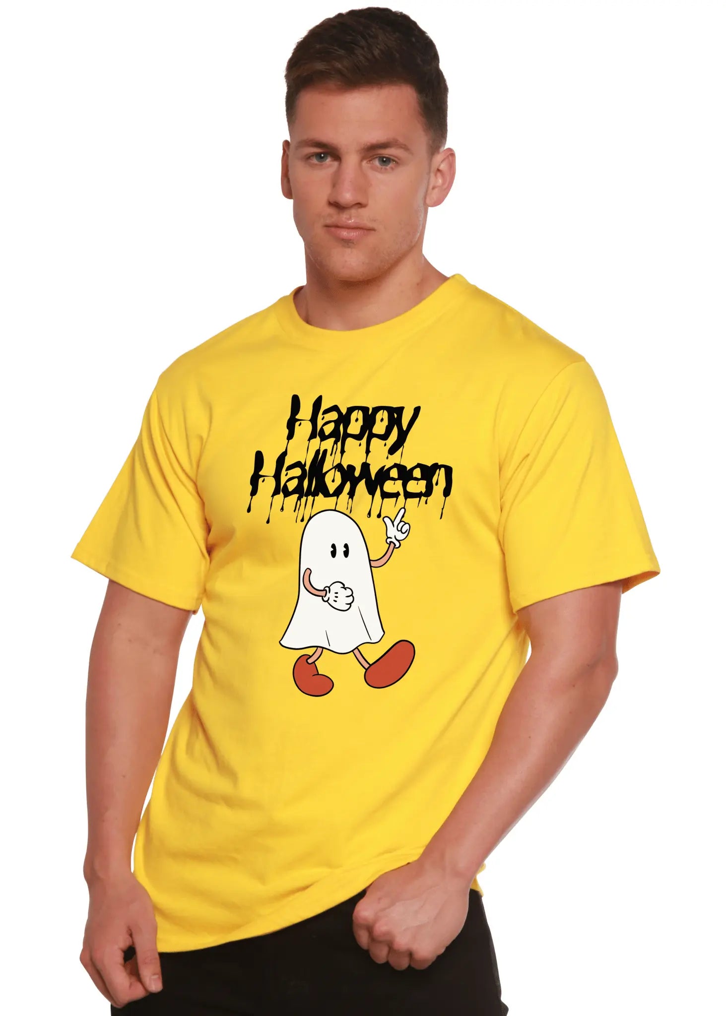 Happy Halloween Men's Bamboo Viscose/Organic Cotton Short Sleeve Graphic T-Shirt - Blade & Thread