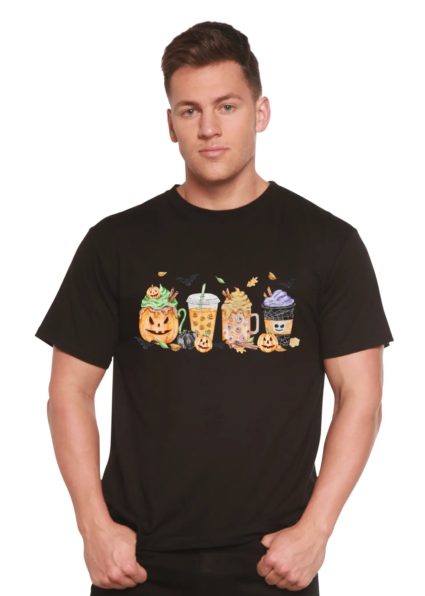 Happy Halloween Men's Bamboo Viscose/Organic Cotton Short Sleeve Graphic T-Shirt Spun Bamboo