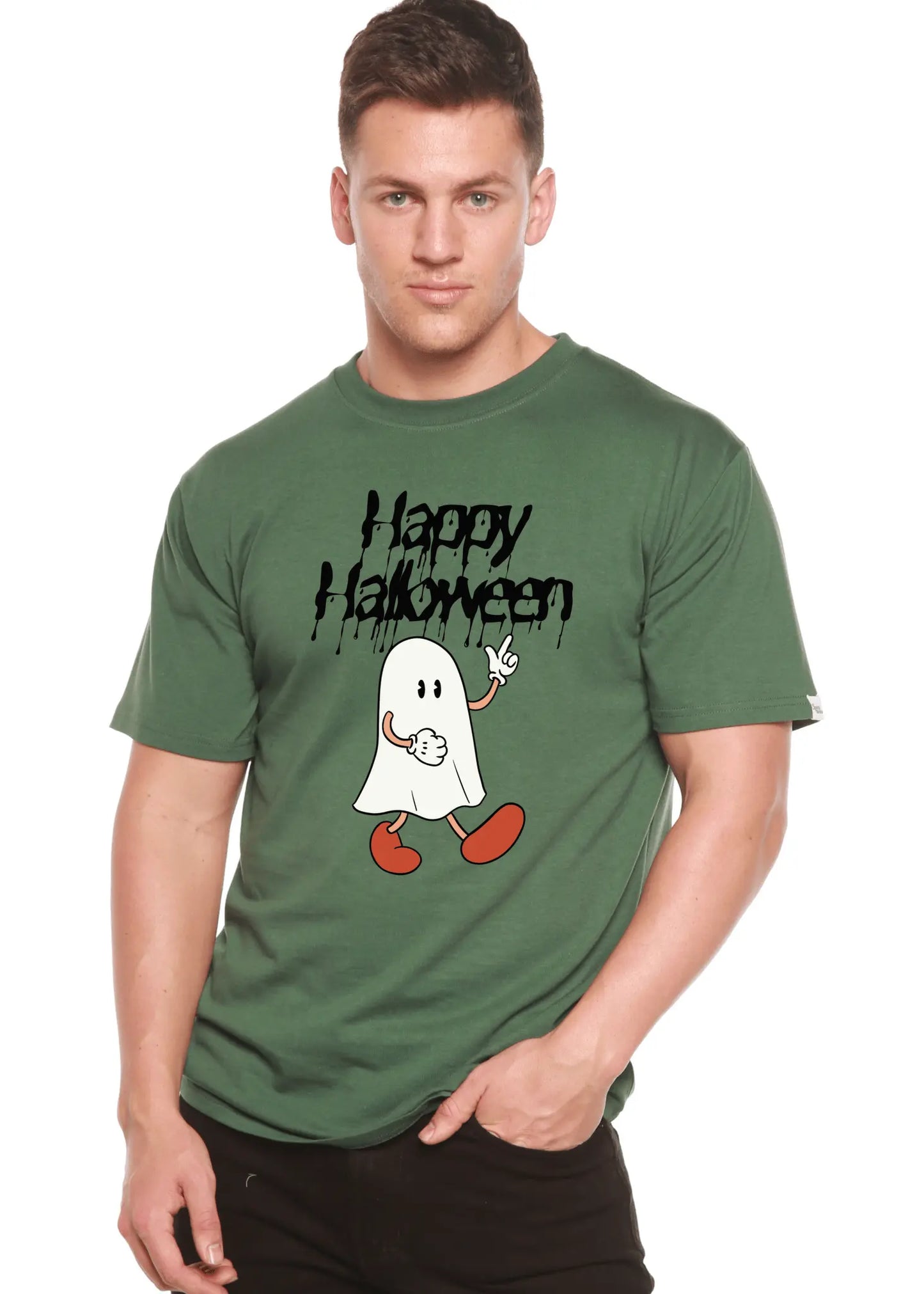 Happy Halloween Men's Bamboo Viscose/Organic Cotton Short Sleeve Graphic T-Shirt - Blade & Thread