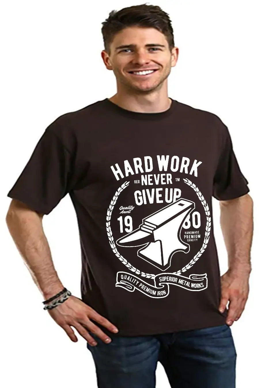 Hard Work Anvil Men's Bamboo Viscose/Organic Cotton Short Sleeve Graphic T-Shirt Spun Bamboo