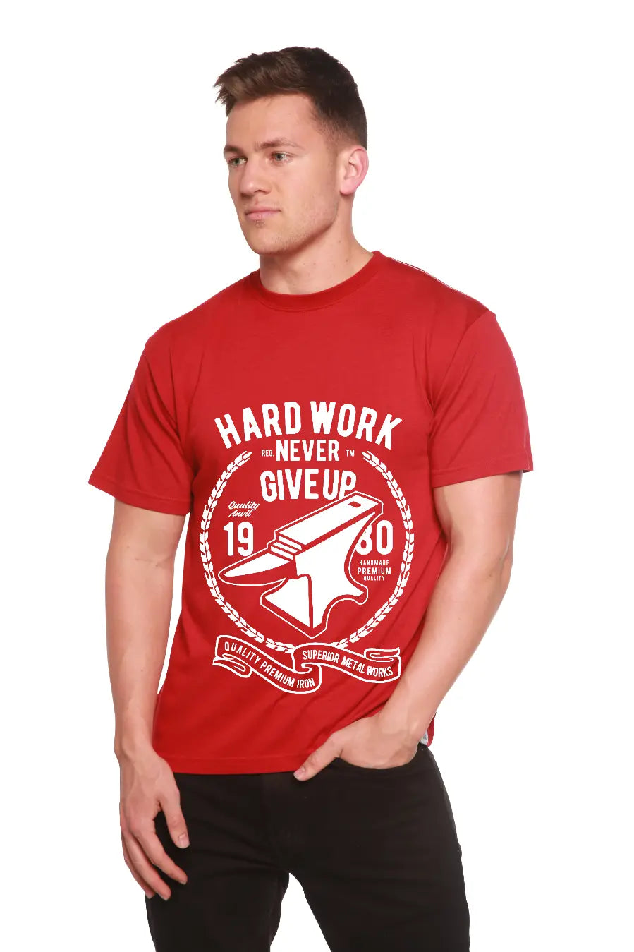 Hard Work Anvil Men's Bamboo Viscose/Organic Cotton Short Sleeve Graphic T-Shirt Spun Bamboo