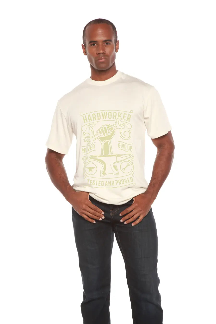 Hard Worker Men's Bamboo Viscose/Organic Cotton Short Sleeve Graphic T-Shirt Spun Bamboo