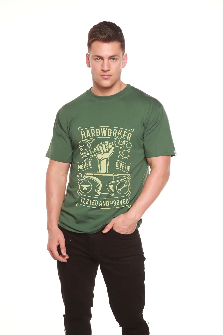 Hard Worker Men's Bamboo Viscose/Organic Cotton Short Sleeve Graphic T-Shirt Spun Bamboo