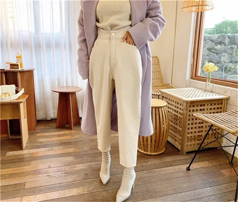 Harem Jeans Pants High Waist Loose Denim Jeans Female Buttons Trousers nowadaysfashion