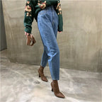 Harem Jeans Pants High Waist Loose Denim Jeans Female Buttons Trousers nowadaysfashion