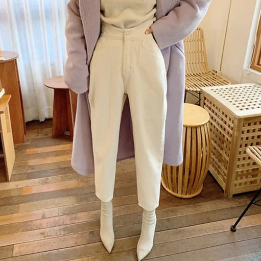 Harem Jeans Pants High Waist Loose Denim Jeans Female Buttons Trousers - Blade & Thread