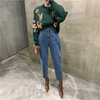Harem Jeans Pants High Waist Loose Denim Jeans Female Buttons Trousers nowadaysfashion