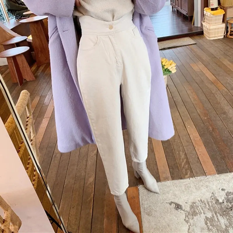 Harem Jeans Pants High Waist Loose Denim Jeans Female Buttons Trousers nowadaysfashion