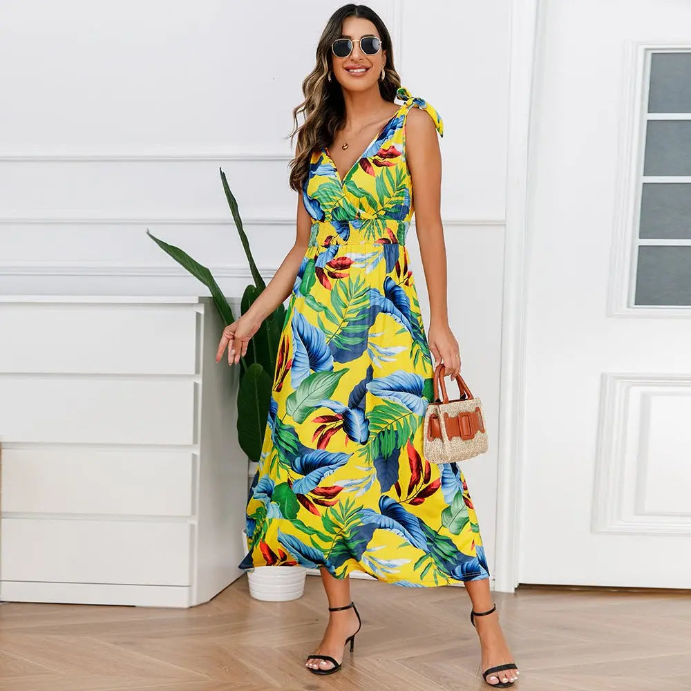Hawaiian Beach Dress Summer Print Long Skirt Women's Dress - Blade & Thread