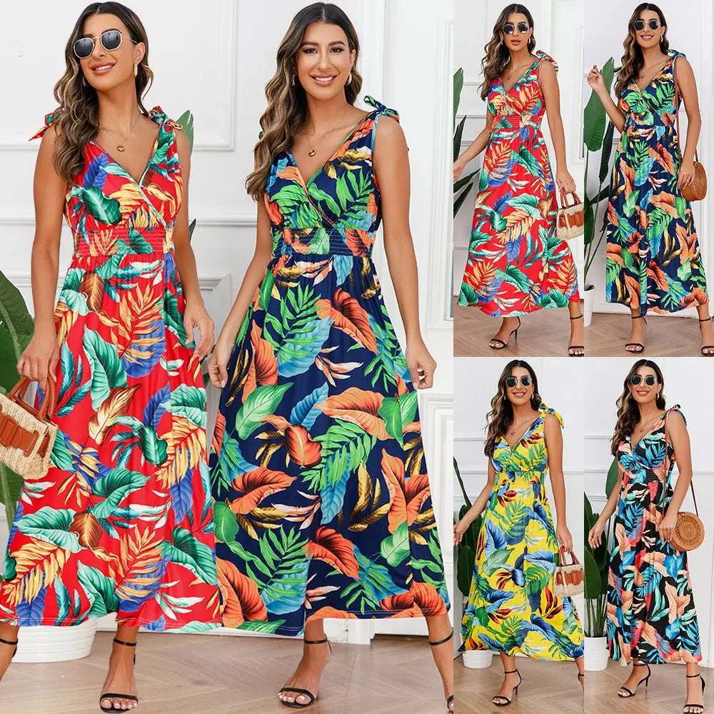 Hawaiian Beach Dress Summer Print Long Skirt Women's Dress - Blade & Thread