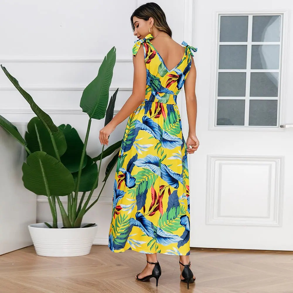 Hawaiian Beach Dress Summer Print Long Skirt Women's Dress nowadaysfashion