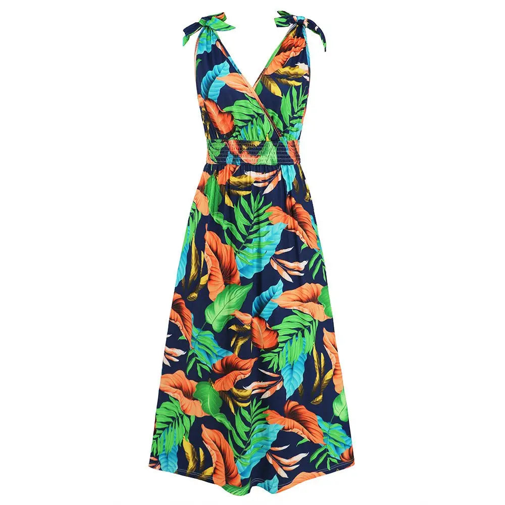 Hawaiian Beach Dress Summer Print Long Skirt Women's Dress - Blade & Thread