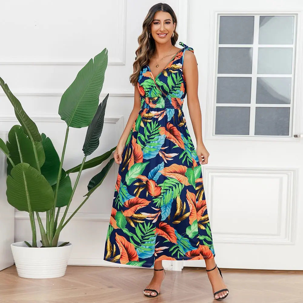 Hawaiian Beach Dress Summer Print Long Skirt Women's Dress nowadaysfashion