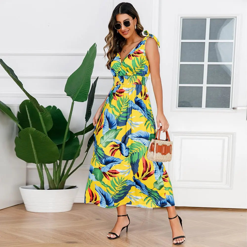 Hawaiian Beach Dress Summer Print Long Skirt Women's Dress nowadaysfashion