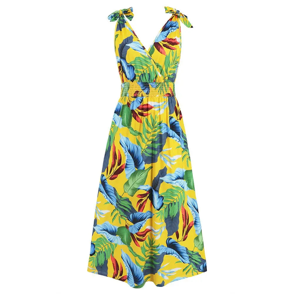 Hawaiian Beach Dress Summer Print Long Skirt Women's Dress nowadaysfashion