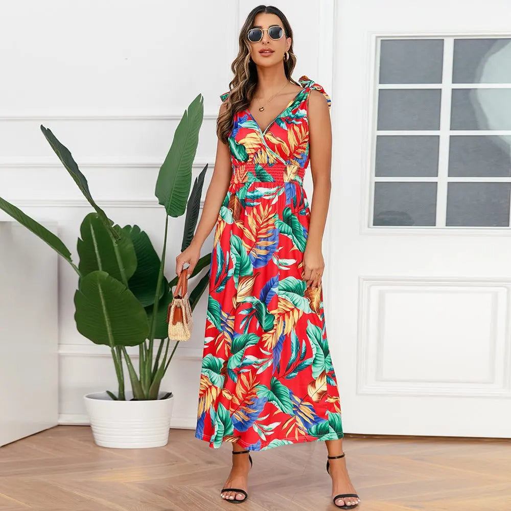 Hawaiian Beach Dress Summer Print Long Skirt Women's Dress - Blade & Thread