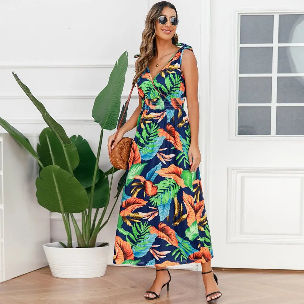 Hawaiian Beach Dress Summer Print Long Skirt Women's Dress nowadaysfashion