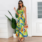 Hawaiian Beach Dress Summer Print Long Skirt Women's Dress nowadaysfashion