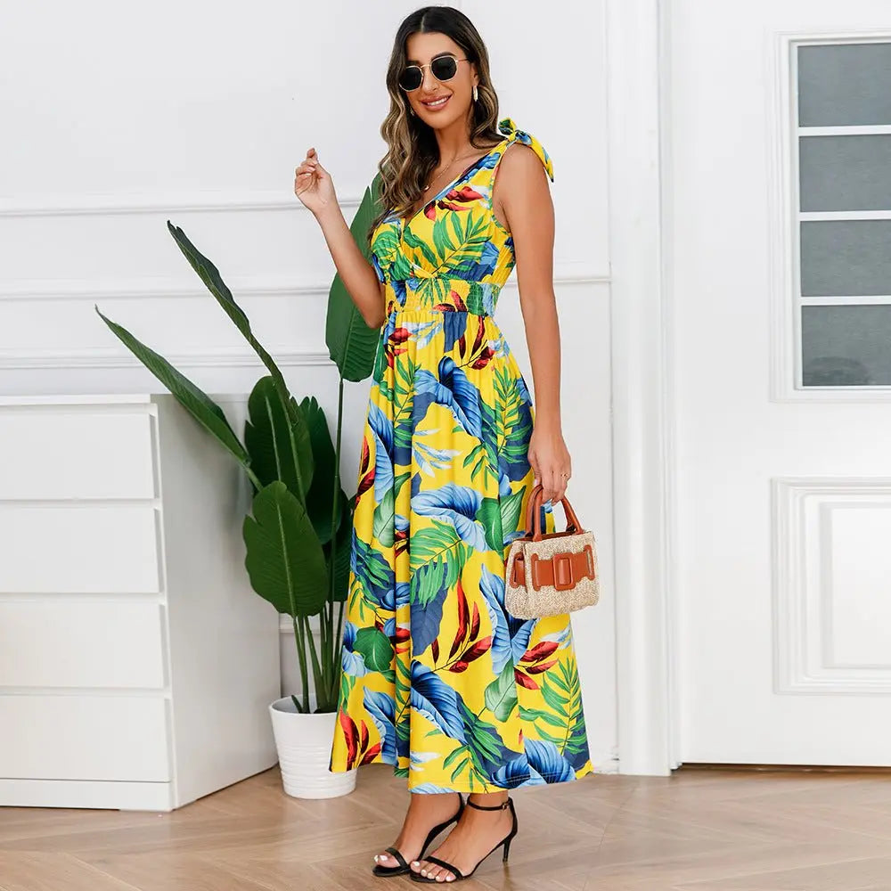 Hawaiian Beach Dress Summer Print Long Skirt Women's Dress - Blade & Thread