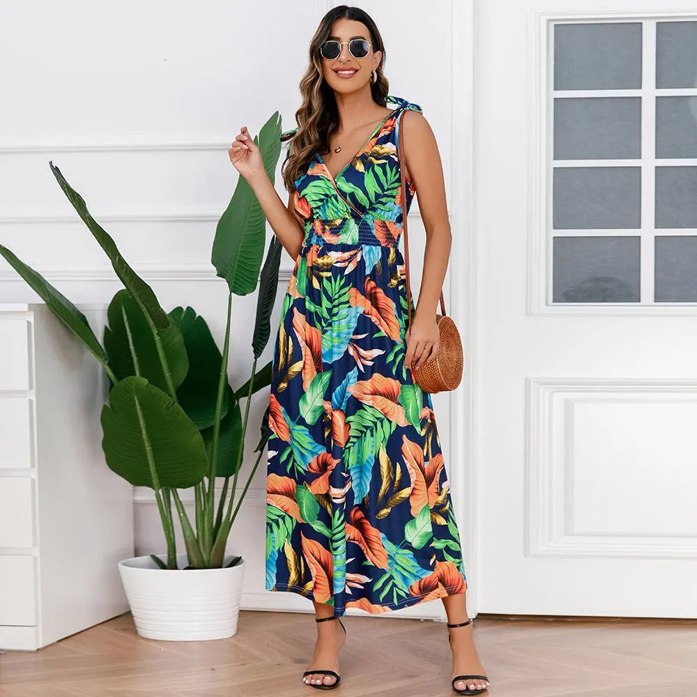 Hawaiian Beach Dress Summer Print Long Skirt Women's Dress - Blade & Thread