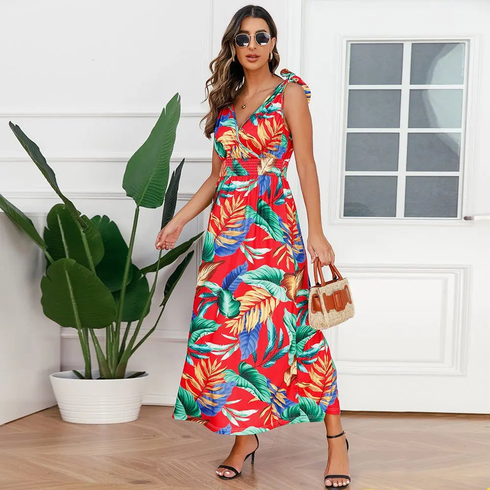 Hawaiian Beach Dress Summer Print Long Skirt Women's Dress - Blade & Thread