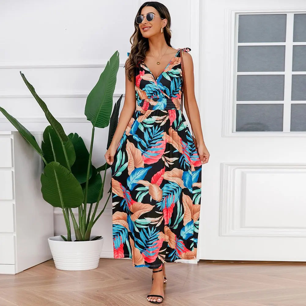 Hawaiian Beach Dress Summer Print Long Skirt Women's Dress nowadaysfashion