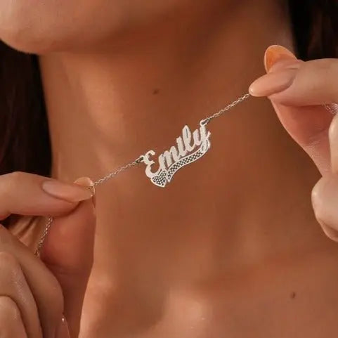 Heart and Name Necklace Personalised Engraaved pendant - Blade & Thread