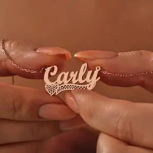 Heart and Name Necklace Personalised Engraaved pendant - Blade & Thread