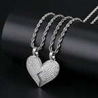 Heart Broken With Magnet Iced Out Pendant Necklace Mens/Women Hip Hop Gold Silver Color Jewelry nowadaysfashion