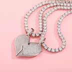 Heart Broken With Magnet Iced Out Pendant Necklace Mens/Women Hip Hop Gold Silver Color Jewelry nowadaysfashion