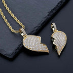Heart Broken With Magnet Iced Out Pendant Necklace Mens/Women Hip Hop Gold Silver Color Jewelry nowadaysfashion