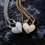 Heart Broken With Magnet Iced Out Pendant Necklace Mens/Women Hip Hop Gold Silver Color Jewelry nowadaysfashion