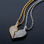 Heart Broken With Magnet Iced Out Pendant Necklace Mens/Women Hip Hop Gold Silver Color Jewelry nowadaysfashion