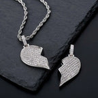 Heart Broken With Magnet Iced Out Pendant Necklace Mens/Women Hip Hop Gold Silver Color Jewelry nowadaysfashion