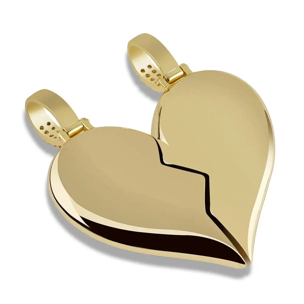 Heart Broken With Magnet Iced Out Pendant Necklace Mens/Women Hip Hop Gold Silver Color Jewelry - Blade & Thread