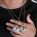 Heart Broken With Magnet Iced Out Pendant Necklace Mens/Women Hip Hop Gold Silver Color Jewelry nowadaysfashion