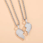 Heart Broken With Magnet Iced Out Pendant Necklace Mens/Women Hip Hop Gold Silver Color Jewelry nowadaysfashion