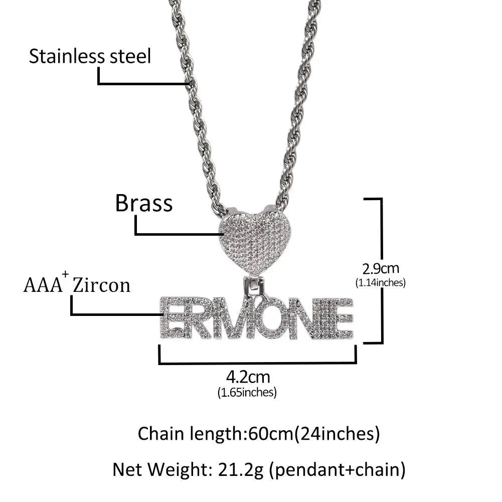 Heart Button Zircon Hip Hop Necklace nowadaysfashion