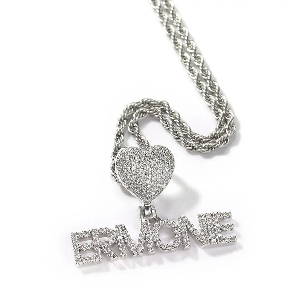 Heart Button Zircon Hip Hop Necklace - Blade & Thread