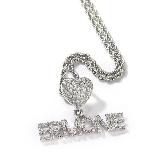 Heart Button Zircon Hip Hop Necklace - Blade & Thread