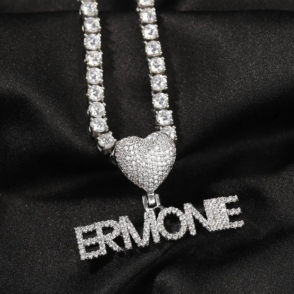 Heart Button Zircon Hip Hop Necklace - Blade & Thread