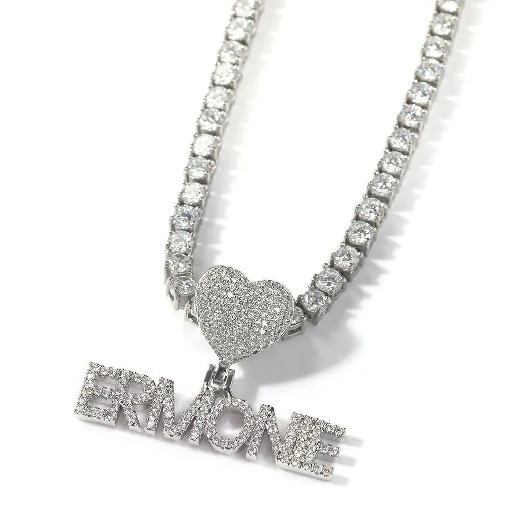 Heart Button Zircon Hip Hop Necklace - Blade & Thread